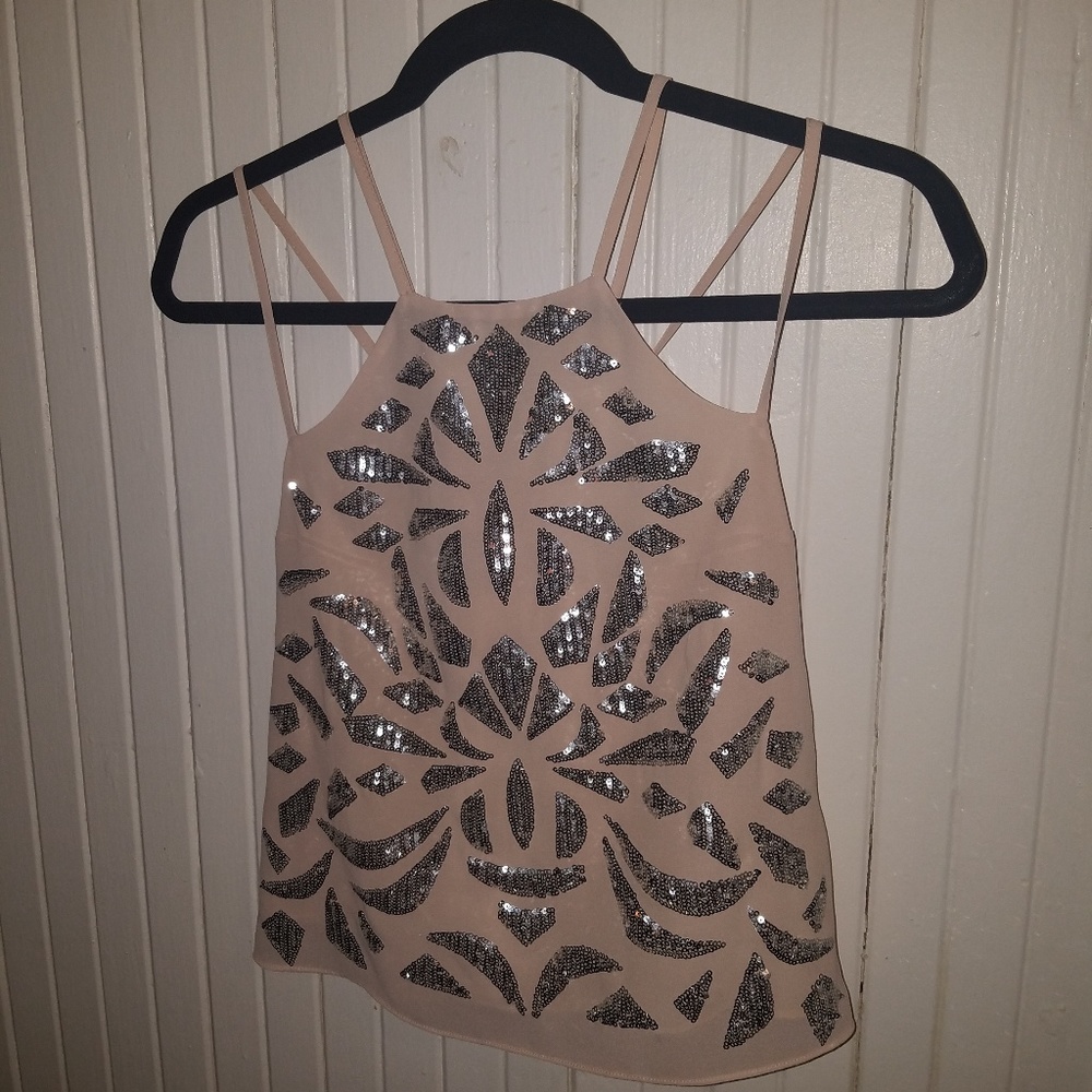 H&M pink top with silver sequins